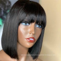 Hot selling human hair extension wigs remi wig vendors free sample vietnamese raw hair machine bob wigs with bangs